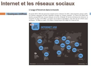 Internet et les réseaux sociaux
Quelques chiffres…
 