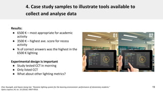 Lighting Score Example Evidence based lighting, review of classroom case studies by Natalia ...