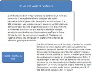 LES VOLS DE NOMS DE DOMAINES
Source : Journal du
Net
 