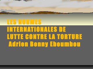 LES NORMES 
INTERNATIONALES DE 
LUTTE CONTRE LA TORTURE 
Adrien Bonny Eboumbou 
 