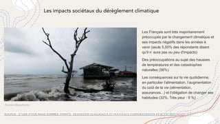 Les impacts sociétaux du dérèglement climatique
SOURCE : ETUDE IPSOS NOUS SOMMES VIVANTS. TRANSITION ECOLOGIQUE ET NOUVEAU...