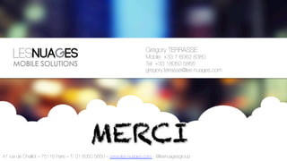 Campagnes QR Code

LESOBJECTIFS
Créer une expérience interactive à destination des usagers du métro
parisien, à l’occasion du spectacle « Excalibur » au Stade de France
en septembre 2011 et permettre la réservation de places.
"
NOTRERECOMMANDATION
Insertion de QR Codes sur les panneaux d’afﬁchages 4x3 
dans les stations de métros et gare en Ile de France."
Le scan du QR Code permettait l’accès au site mobile intégrant 
la visualisation des bandes annonces et les images inédites. 
Le dispositif comprenait un jeu concours donnant l’opportunité 
de gagner 4 places pour le spectacle.
"
SESRESULTATS
Le site mobile Excalibur à généré plus de 4,7 pages vues/visite.
Plus de 8% des personnes ayant accédé au site mobile 
ont participé au jeu-concours mis en place à cette occasion.
30% des visiteurs mobinautes ont acheté des places.


    MOBILE SOLUTIONS                                                   21
 