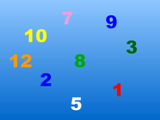 7       9
 10
                   3
12         8
   2
               1
       5
 