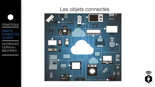 DOMOTIQUE 
OBJETS 
CONNECTES 
AU WEB 
INTERFACES 
CERVEAU-MACHINES 
Les objets connectés 
 