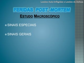 ž SINAIS ESPECIAIS
ž SINAIS GERAIS
ESTUDO MACROSCÓPICO
 