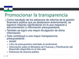 Historia del paísPresupuesto