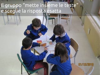 Il gruppo “mette insieme le teste”
e sceglie la risposta esatta
 
