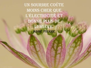 Un sourire coûte
 moins cher que
l'électricité et
 donne plus de
    lumière.
   Abbé Pierre
 