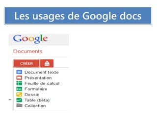 Les usages de Google docs
 