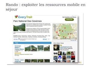 Rando : exploiter les ressources mobile en
séjour
 