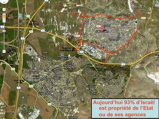 Aujourd’hui 93% d’Israël 
est propriété de l’Etat 
ou de ses agences 
 