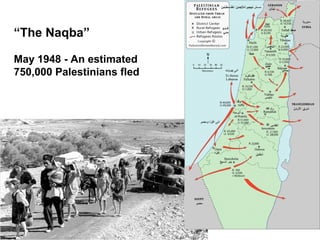 “The Naqba” 
May 1948 - An estimated 
750,000 Palestinians fled 
 