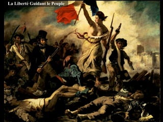 La Liberté Guidant le Peuple
8ème quatrain:
                     Delacroix, lac de sang hanté des mauvais anges,
                     Ombragé par un bois de sapins toujours vert,
                     Où, sous un ciel chagrin, des fanfares étranges
                     Passent, comme un soupir étouffé de Weber;




La Liberté Guidant
    le Peuple


      1830
 