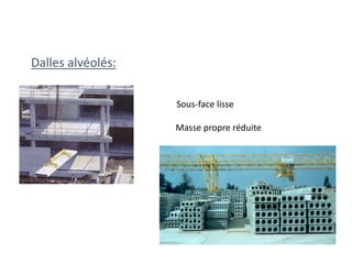 Dalles alvéolés:
Sous-face lisse
Masse propre réduite
 