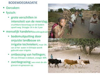 • De lijnen volgen elkaar. Ontwikkeling van het neerslaggemiddelde
heeft consequenties voor de landbouw.
• De ontwikkeling van het BBP volgt omdat landbouw voor een groot
deel bijdraagt aan het BBP
• Vraag: Zou bij droogte het BNP dezelfde ontwikkeling vertonen als
het BBP?
 