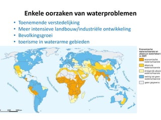 Landbouw
 Intensieve landbouw:
• toenemend verbruik
• is watervervuilend
• Voorbeeld katoenteelt
Aralmeer:
- uitdroging
- gifvervuiling
- winderosie
 
