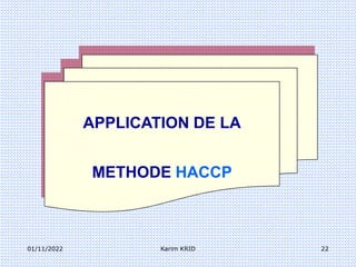 01/11/2022 Karim KRID 22
APPLICATION DE LA
METHODE HACCP
 