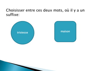 Choisisser entre ces deux mots, où il y a un
suffixe:
maisontristesse
 