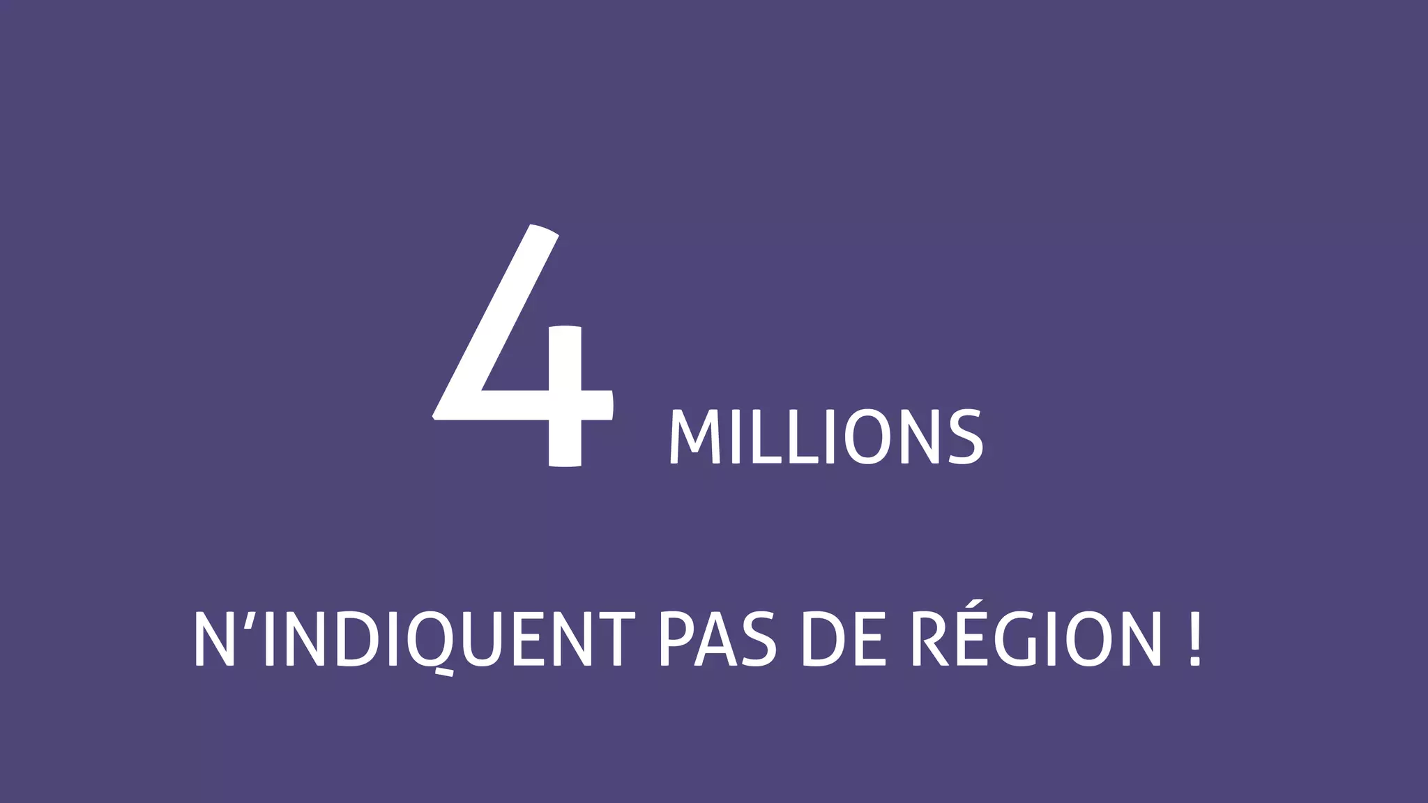 4
N’INDIQUENT PAS DE RÉGION !
MILLIONS