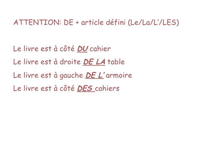 Les prépositions de lieu