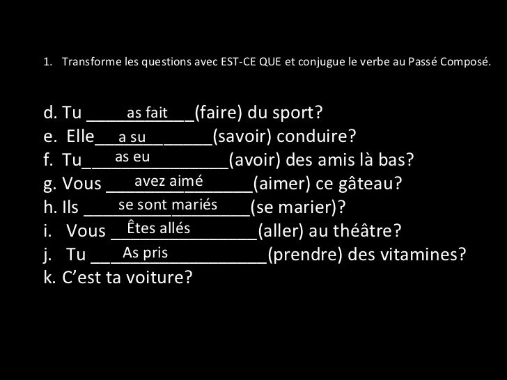 Les Questions En Francais Corrige