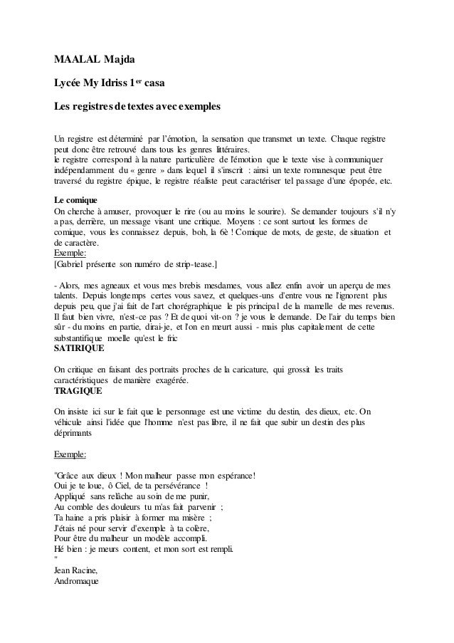 Exemple De Commentaire Critique De Texte  Texte Préféré