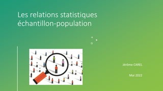 Les relations statistiques
échantillon-population
Jérôme CAREL
Mai 2022
 