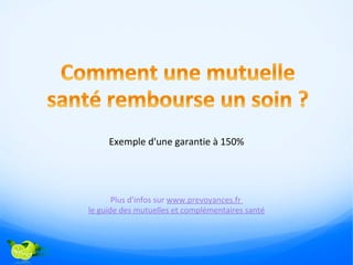 Exemple d'une garantie à 150%




       Plus d'infos sur www.prevoyances.fr
le guide des mutuelles et complémentaires santé
 