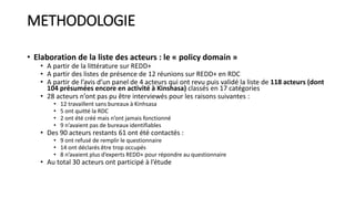 Les réseaux d’acteurs de la REDD+ en RDC