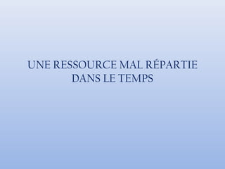 UNE RESSOURCE MAL RÉPARTIE
DANS LE TEMPS
 