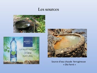 Les sources
Source d’eau chaude ferrugineuse
« Dlo Ferré »
 