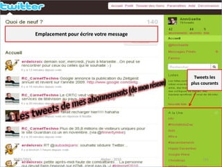 Emplacement pour écrire votre message
Tweets les
plus courants
30/01/2015 Atelier - 2010 121
 