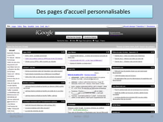 Des pages d’accueil personnalisables
20Atelier - 2010 2030/01/2015
 