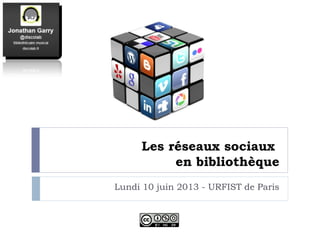 Les réseaux sociaux
en bibliothèque
Lundi 10 juin 2013 - URFIST de Paris
 