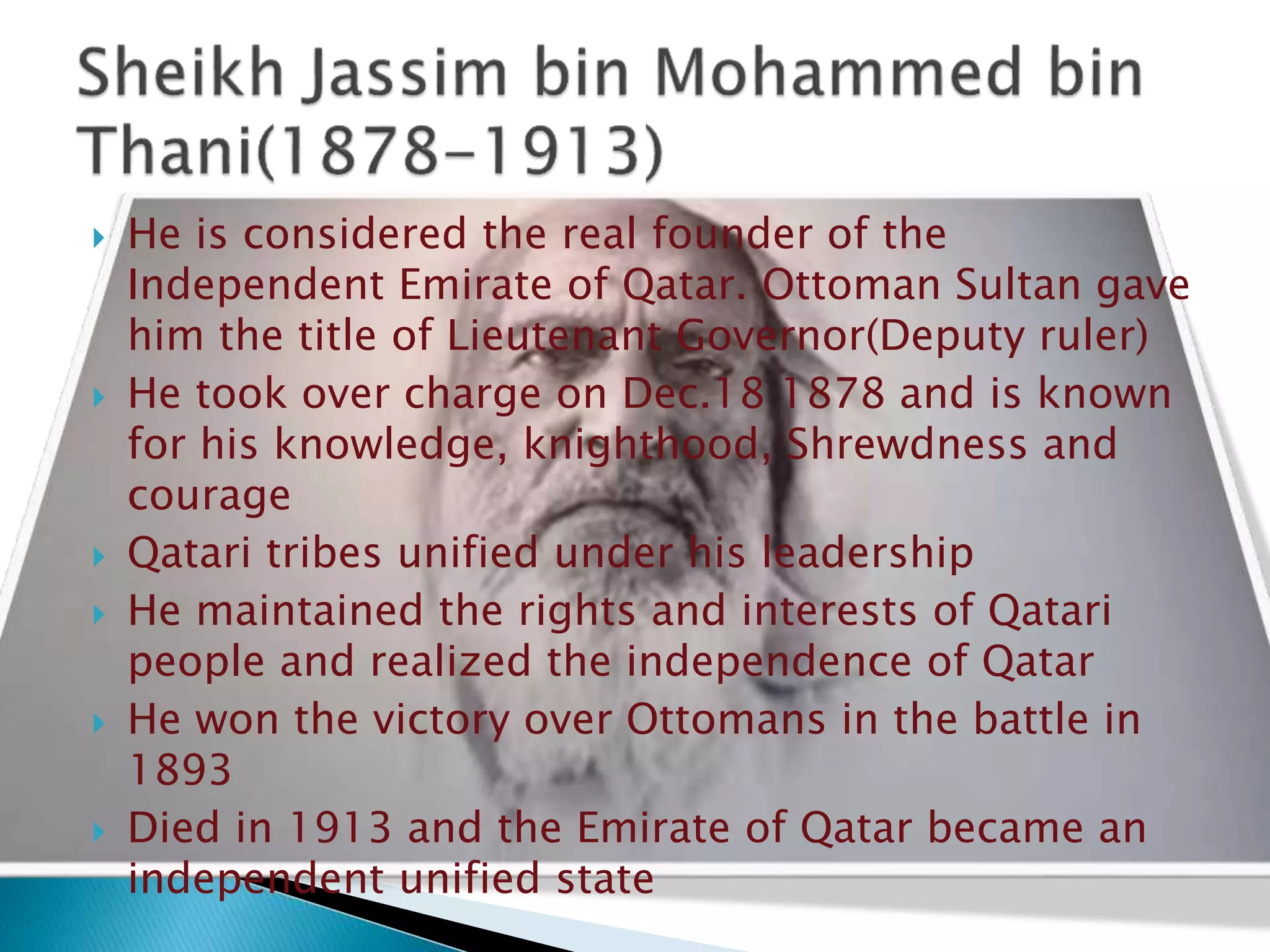 Qatar Ruler History Map Less .2 Rulers of State Qatar and their most important achievements | PPTX