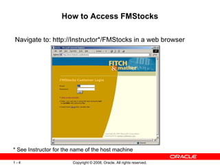 How to Access FMStocks Navigate to: http://Instructor*/FMStocks in a web browser * See Instructor for the name of the host machine 