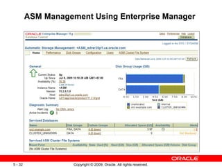 ASM Management Using Enterprise Manager




5 - 32              Copyright © 2009, Oracle. All rights reserved.
 