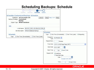 Scheduling Backups: Schedule 