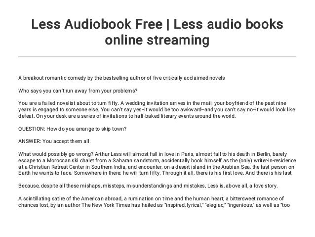 Less Audiobook Free Less Audio Books Online Streaming