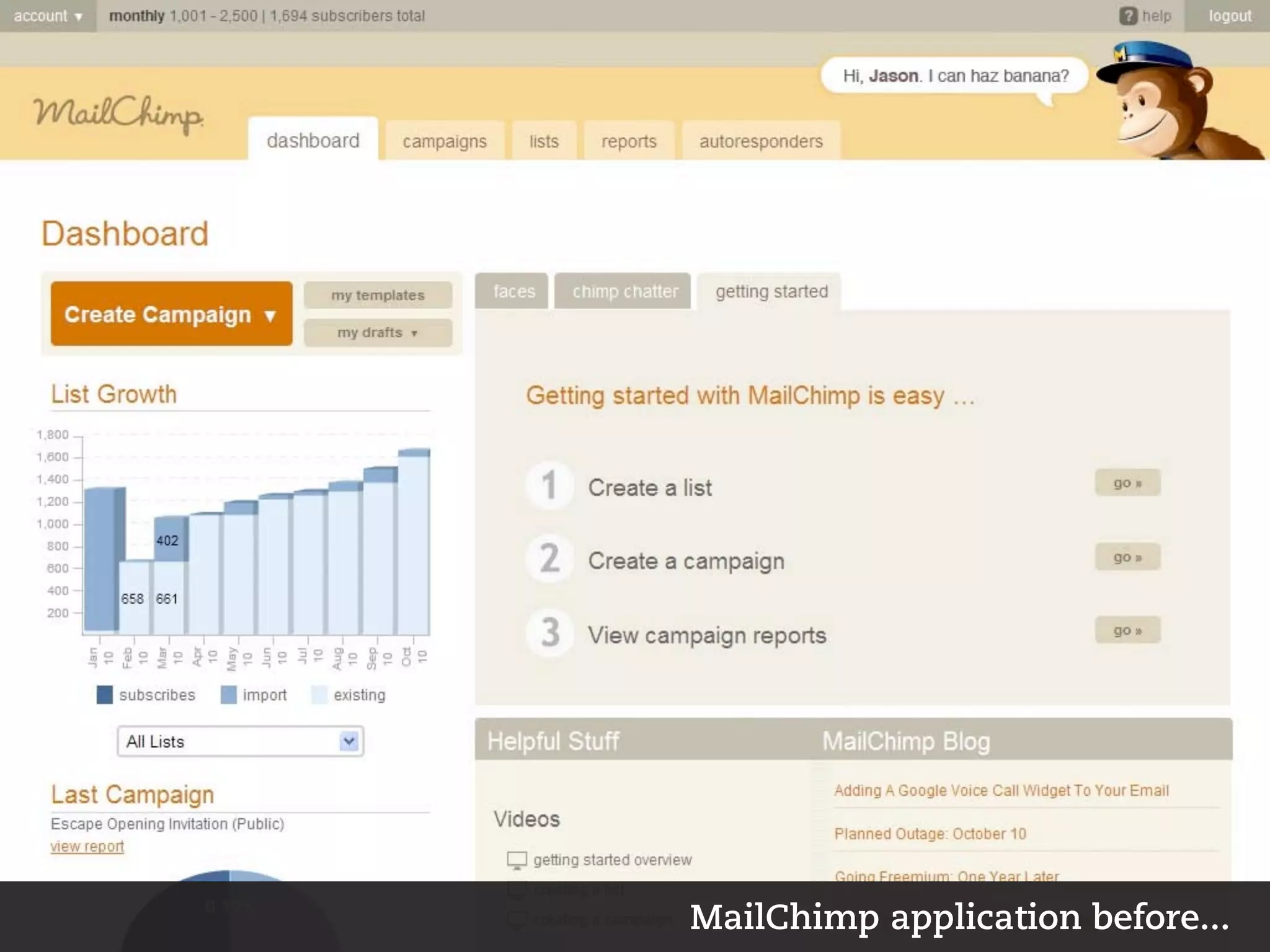 MailChimp application before...
 