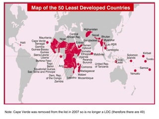Note: Cape Verde was removed from the list in 2007 so is no longer a LDC (therefore there are 49) 