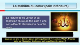 Et quiconque croit en Dieu, [Dieu] guide son cœur. Dieu est Omniscient.Le coran et la peurLes recherches ont démontré aussi que la peur émane du cœur, et que le propriétaire du cœur artificiel perd tout sentiment de peur, d’affection, et n’est plus intéressé au futur…les versets du coran avaient déjà dépassé ces découvertes en affirmant:(إِنَّمَا الْمُؤْمِنُونَ الَّذِينَ إِذَا ذُكِرَ اللَّهُ وَجِلَتْ قُلُوبُهُمْ وَإِذَا تُلِيَتْ عَلَيْهِمْ آَيَاتُهُ زَادَتْهُمْ إِيمَانًا وَعَلَى رَبِّهِمْ يَتَوَكَّلُونَ)[الأنفال: 2].