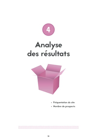 16
Analyse
des résultats
Fréquentation du site
Nombre de prospects
4
 