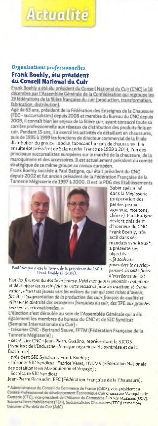 L'Essentiel de la Maroquinerie n°65 janvier 2015 - Frank Boehly, élu président du Conseil National du Cuir