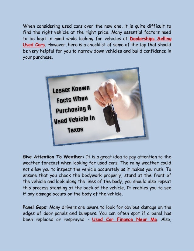 Lesser Known Facts When Purchasing A Used Vehicle In Texas