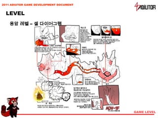 2011 ADIUTOR GAME DEVELOPMENT DOCUMENT


  LEVEL
    용암 레벨 – 셀 다이어그램




                                         GAME LEVEL
 