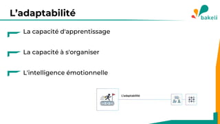 L’adaptabilité
La capacité d'apprentissage
La capacité à s'organiser
L'intelligence émotionnelle
 
