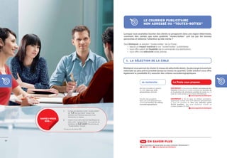 LE COURRIER PUBLICITAIRE
                                                                                               NON ADRESSÉ OU “TOUTES-BOÎTES”


                                                                         Lorsque vous souhaitez toucher des clients ou prospecter dans une région déterminée,
                                                                         comment être certain que votre publicité “ toutes-boîtes ” soit lue par les bonnes
                                                                         personnes et obtienne l’attention qu’elle mérite ?

                                                                         Seul Distripost, la solution “ toutes-boîtes ” de La Poste :
                                                                            • assure un impact maximal à vos “ toutes-boîtes ” publicitaires ;
                                                                            • vous offre autant de ﬂexibilité (de la commande à la distribution) ;
                                                                            • vous offre une sélectivité aussi précise.



                                                                           1. LA SÉLECTION DE LA CIBLE

                                                                         Distripost vous permet de choisir le niveau de sélectivité désiré : du plus large (couverture
                                                                         nationale) au plus précis possible (jusqu’au niveau du quartier). Cette solution vous offre
                                                                         également la possibilité d’y associer des critères sociodémographiques.



                                                                                            Je recherche                          La Poste vous propose

                                                                                          Me faire connaître ou générer         DISTRIPOST > Vous pouvez choisir vos zones de dis-
                                                                                          du trafic dans une zone               tribution (traduites en rondes postales) en fonction de
                                                                                          géographique donnée.                  la localisation de votre(vos) point(s) de vente (sur la
                                                                                                                                base du code postal ou d’un rayon kilométrique).
                                                                                                                                                            www.laposte.be/distripost
                                                                                          Toucher des prospects                 DISTRIPOST > Sur la base de critères sociodémo-
                                                                                          dans une zone géographique,           graphiques, croisés avec votre sélection géographique,
                                                                                          choisie en fonction de critères       il vous est possible de faire une sélection parmi
                                                                                          sociodémographiques.                  20 470 quartiers, que nous traduisons ensuite en
                                                                                                                                rondes postales (10 500).
                                                                                                                                                          www.laposte.be/distripost
                   1.     Le taux de réponse à votre “ toutes-boîtes ”
                          est 1,5 fois plus élevé* lorsqu’il est
                          distribué par Distripost que lors d’une
                          distribution en liasses.
     SAVIEZ-VOUS
                   2.     L’ajout d’une carte-réponse MaxiResponse
        QUE…              dans votre “ toutes-boîtes ” vous permet de
                          bénéficier de 0,2 cent d’économie par
                          “ toutes-boîtes ” envoyé.
                   * Études de cas clients 2007




32
                                                                                            >> EN SAVOIR PLUS
                                                                                          Vous souhaitez en savoir plus ou nous contacter directement ?
                                                                                            022 011 111 -    www.laposte.be/distripost
 
