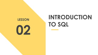 INTRODUCTION
TO SQL
LESSON
02
 