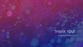 THANK YOU!
SOMEONE@EXAMPLE.COM
 